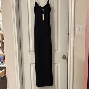 NWT SKIMS Black Slip Maxi Dress with Spaghetti Straps
